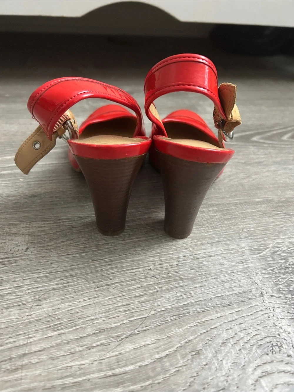 Gianni Bini Red Patent Slingback Heels with Buckle Accent